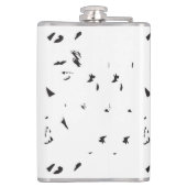 ein Schwarz-Weiß-Foto einer Vogelherde Flachmann (Rückseite)