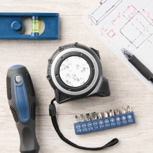 ein Schwarz-Weiß-Foto von Schneeflocken Maßband (Werkstatt)