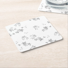 ein Schwarz-Weiß-Foto von Schneeflocken Rechteckiger Pappuntersetzer