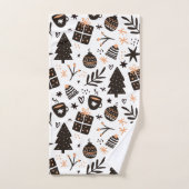 Ein Schwarz-Weiß-Weihnachtsmuster Badhandtuch Set (Handtuch)