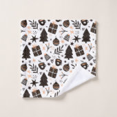Ein Schwarz-Weiß-Weihnachtsmuster Badhandtuch Set (Waschlappen)