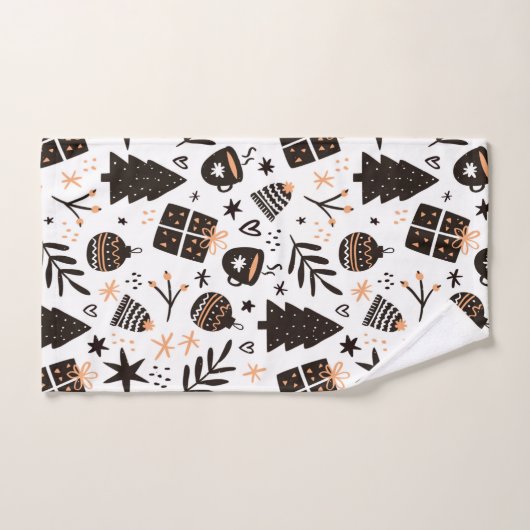 Ein Schwarz-Weiß-Weihnachtsmuster Badhandtuch Set (Handtuch)