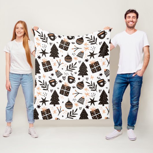 Ein Schwarz-Weiß-Weihnachtsmuster Fleecedecke (Beispiel)