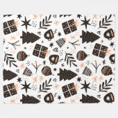 Ein Schwarz-Weiß-Weihnachtsmuster Fleecedecke (Vorderseite (Horizontal))