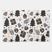 Ein Schwarz-Weiß-Weihnachtsmuster Geschirrtuch (Horizontal)