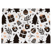 Ein Schwarz-Weiß-Weihnachtsmuster Große Geschenktüte (Vorderseite)