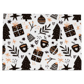 Ein Schwarz-Weiß-Weihnachtsmuster Große Geschenktüte (Rückseite)