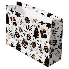 Ein Schwarz-Weiß-Weihnachtsmuster Große Geschenktüte