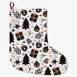 Ein Schwarz-Weiß-Weihnachtsmuster Großer Weihnachtsstrumpf