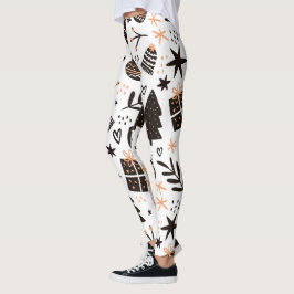 Ein Schwarz-Weiß-Weihnachtsmuster Leggings