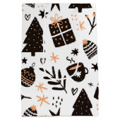 Ein Schwarz-Weiß-Weihnachtsmuster Mittlere Geschenktüte (Rückseite)