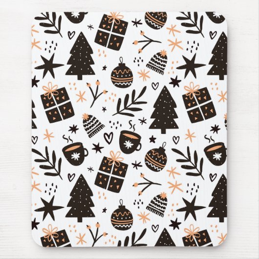 Ein Schwarz-Weiß-Weihnachtsmuster Mousepad (Vorne)