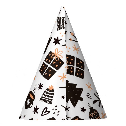 Ein Schwarz-Weiß-Weihnachtsmuster Partyhütchen (Rückseite)