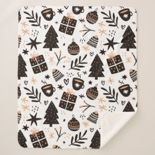 Ein Schwarz-Weiß-Weihnachtsmuster Sherpadecke