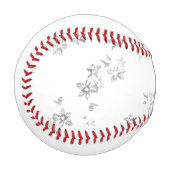 ein schwarz-weißes Foto von Blasen auf weißem Rück Baseball (Vorderseite Links)