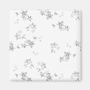 ein schwarz-weißes Foto von Blasen auf weißem Rück Magnet