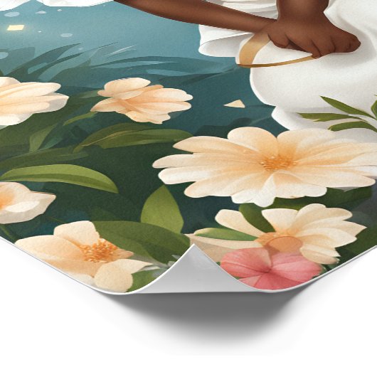 Ein schwarzer Engel, umgeben von Blume Poster (Ecke)