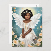 Ein schwarzer Engel, umgeben von Blume Postkarte (Vorne/Hinten)