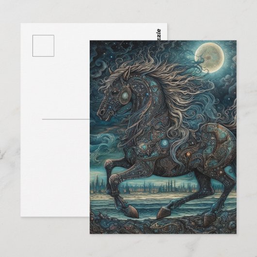 Ein schwarzer Hengst Postkarte (Vorne/Hinten)