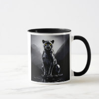 Ein schwarzer Panther mit hellen Reflektionen.