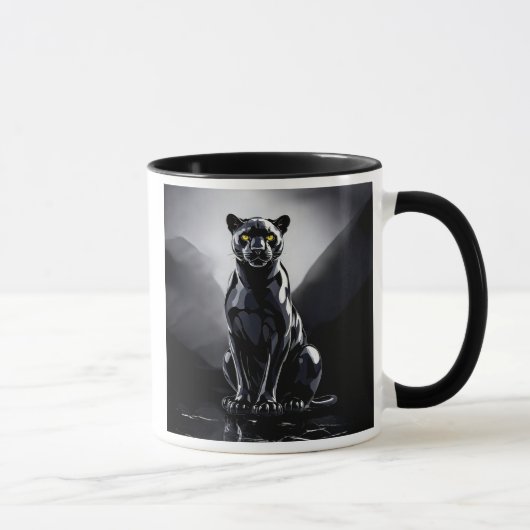 Ein schwarzer Panther mit hellen Reflektionen. Tasse (Rechts)