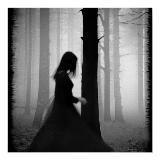 Ein schwarzer Schatten streift am Baum vorbei Poster (Vorderseite)