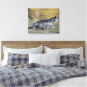 Ein schwarzer Wolf auf der Flucht Leinwanddruck (Insitu (Schlafzimmer))