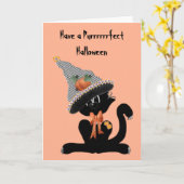 Ein schwarzes Katzen-Purrffperfekt-Halloween Karte (Gelbe Blume)