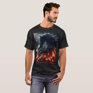 Ein schwarzes Pferd auf dem Rücken ist von Kerzen  T-Shirt