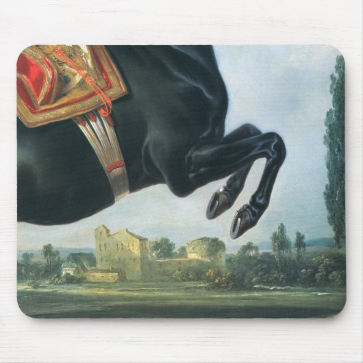 Ein schwarzes Pferd darstellend das Courbette Mousepad (Vorne)