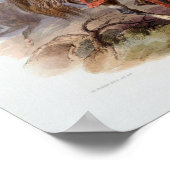 Ein Schwarzfussinder auf Pferd Poster (Ecke)