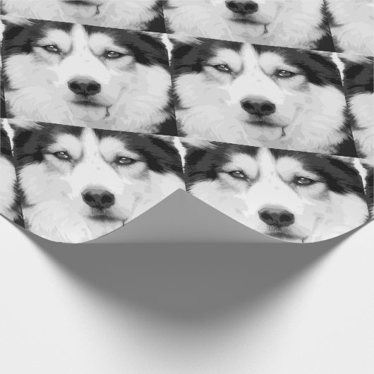Ein Schwarzweiss-sibirischer Husky Geschenkpapier (Ecke)