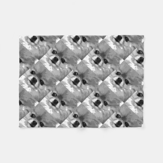 Ein Schwarzweiss-Spitz Fleecedecke (Vorderseite (Horizontal))