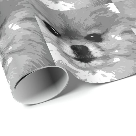 Ein Schwarzweiss-Spitz Geschenkpapier (Rolleneckpunkt)