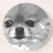 Ein Schwarzweiss-Spitz Sandstein Untersetzer (Vorne)