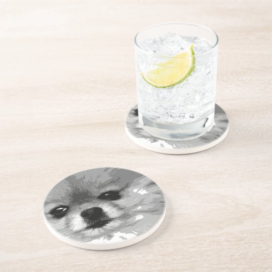Ein Schwarzweiss-Spitz Sandstein Untersetzer (Seite)