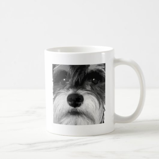 Ein Schwarzweiss-Zwergschnauzer Kaffeetasse (Rechts)