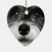 Ein Schwarzweiss-Zwergschnauzer Keramikornament (Rechts)