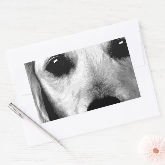 Ein schwarzweißer Golden Retriever Rechteckiger Aufkleber (Umschlag)