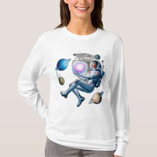 Ein schwebender Asteroid, bedeckt mit einem winzig T-Shirt