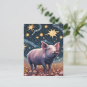 Ein Schwein auf der Starry Night Postkarte (Stehend Vorderseite)