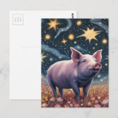 Ein Schwein auf der Starry Night Postkarte (Vorne/Hinten)