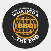 Ein Schwein ein Huhn und eine Kuh - Funny Grillen Runder Aufkleber (Vorderseite)