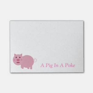 Ein Schwein ein in den Poke-Post-Itanmerkungen Post-it Klebezettel