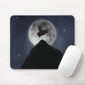 Ein Schwein fliegt über Vollmond über den Berg Mousepad (Mit Mouse)