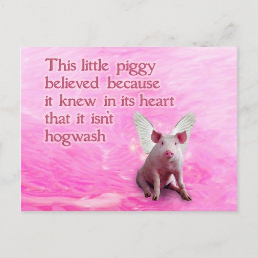 Ein Schweinchen glaubte Postkarte (Vorderseite)