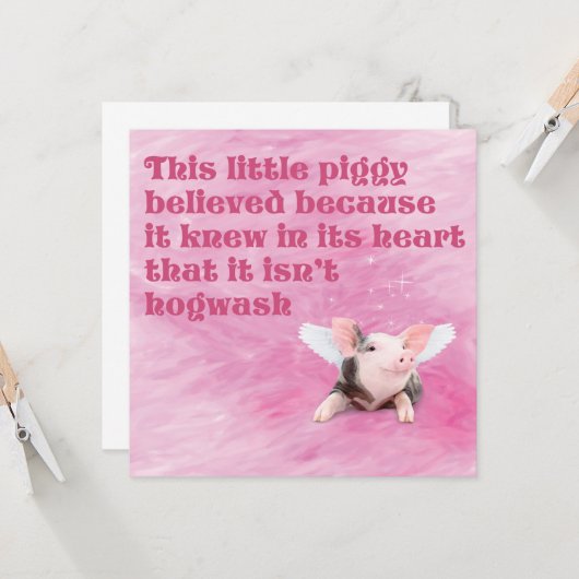 Ein Schweine glaubt Karte (Vorderseite/Rückseite Beispiel)