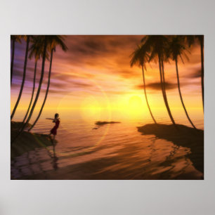 Ein Schwimmen am Sonnenaufgang Poster