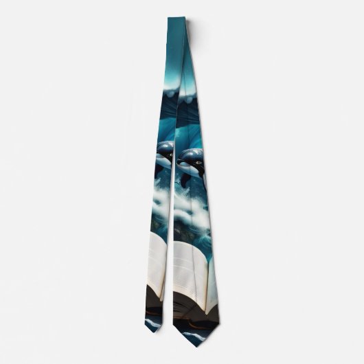 Ein schwimmendes Dampfbad Orca in der Welle. Krawatte (Rückseite)