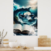 Ein schwimmendes Dampfbad Orca in der Welle. Poster (Küche)